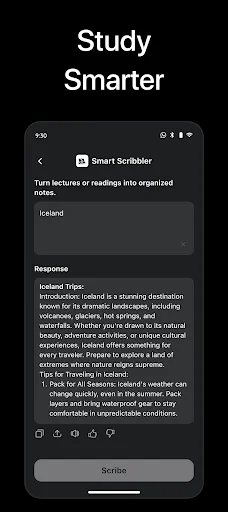 Study Smarter feature using Smart Scribbler to transform lecture notes into structured summaries