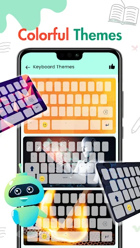Keyboard Themes showcase displaying variety of colorful keyboard customization options