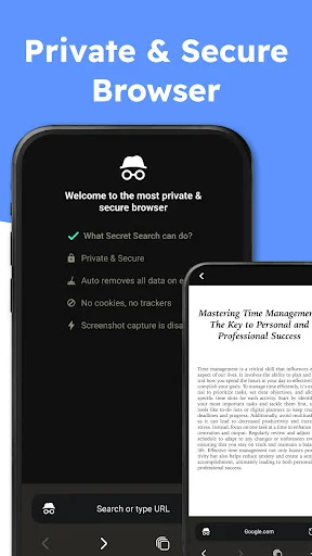Private & Secure Browser: incognito browsing with privacy features, no cookies, and data removal