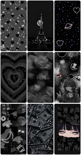 Starry astronaut, constellation, and grayscale heart wallpapers for moody phone customization