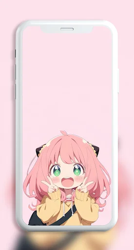 Anime cat girl wallpaper showing cute pink-haired character with cat ears and cheerful expression for mobile
