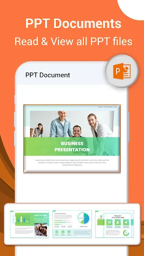 PPT Presentation Viewer showing business presentation slide with thumbnail previews for navigation
