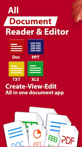 All-in-one document reader and editor app supporting DOC, PPT, TXT, XLS files with unified create-view-edit functionality