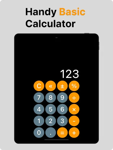 Basic calculator interface with full number keypad and operation buttons for instant math calculations
