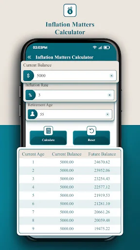 Inflation Matters Calculator: inflation impact calculator for retirement planning showing purchasing power erosion over years and ages
