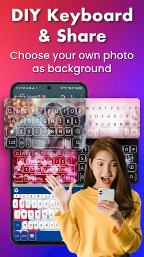 DIY keyboard customization feature allowing users to personalize Nepali keyboard with custom photos