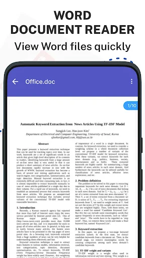 Word document reader displaying converted Office.doc file content with page navigation showing page 1 of 8