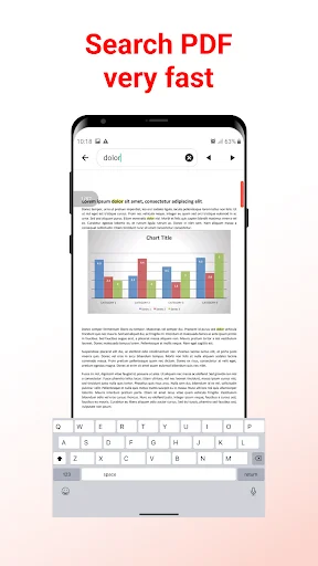 PDF Reader search feature with keyboard showing text search within PDF documents for fast content discovery and retrieval