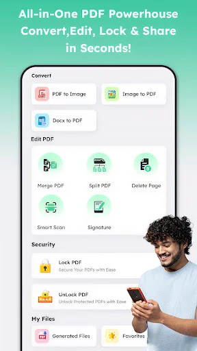 All-in-one PDF editor with convert, edit, security, and file management features for complete PDF document handling