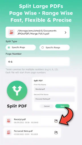PDF splitter tool with page-wise and range-wise options for dividing large PDF documents efficiently