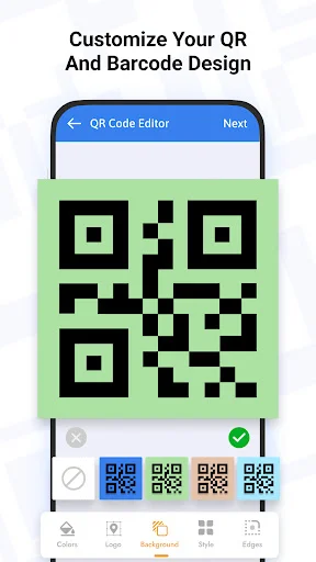 QR code editor with customization tools to change colors, patterns, and overall design style