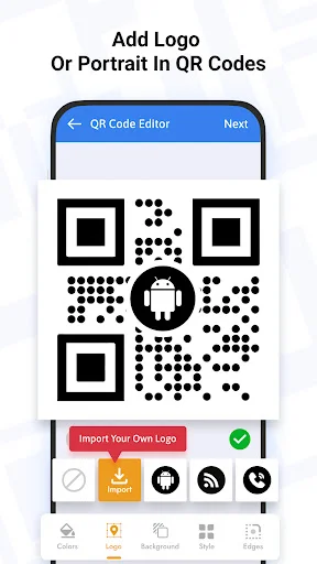 QR code editor allowing users to add logos or portrait images to the center of QR codes