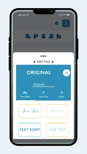 Add Text interface displaying font selection options including various text styles for customizing stamps and watermarks