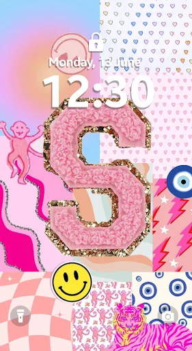 Pink glittery number 5 with Y2K collage elements smiley faces and trendy aesthetic design