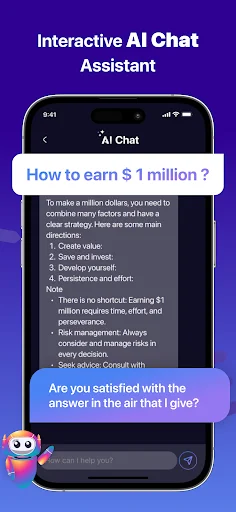TNote interactive AI Chat assistant providing detailed responses to user questions with voice recording and input capabilities