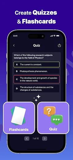 TNote quiz creator enabling students to generate multiple choice questions and study flashcards for interactive learning