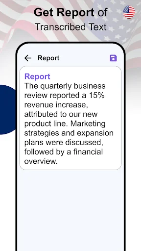 Report view showing formatted detailed report and analysis of transcribed meeting text content