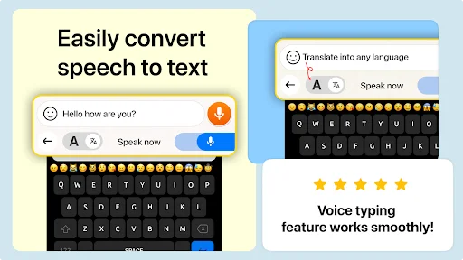 Convert speech to text with voice typing, translation, smooth performance voice keyboard