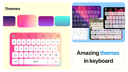 Voice keyboard themes with colorful customization options for personalized typing experience