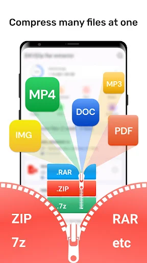 Compress many files at once MP4 MP3 DOC IMG PDF RAR ZIP into archive